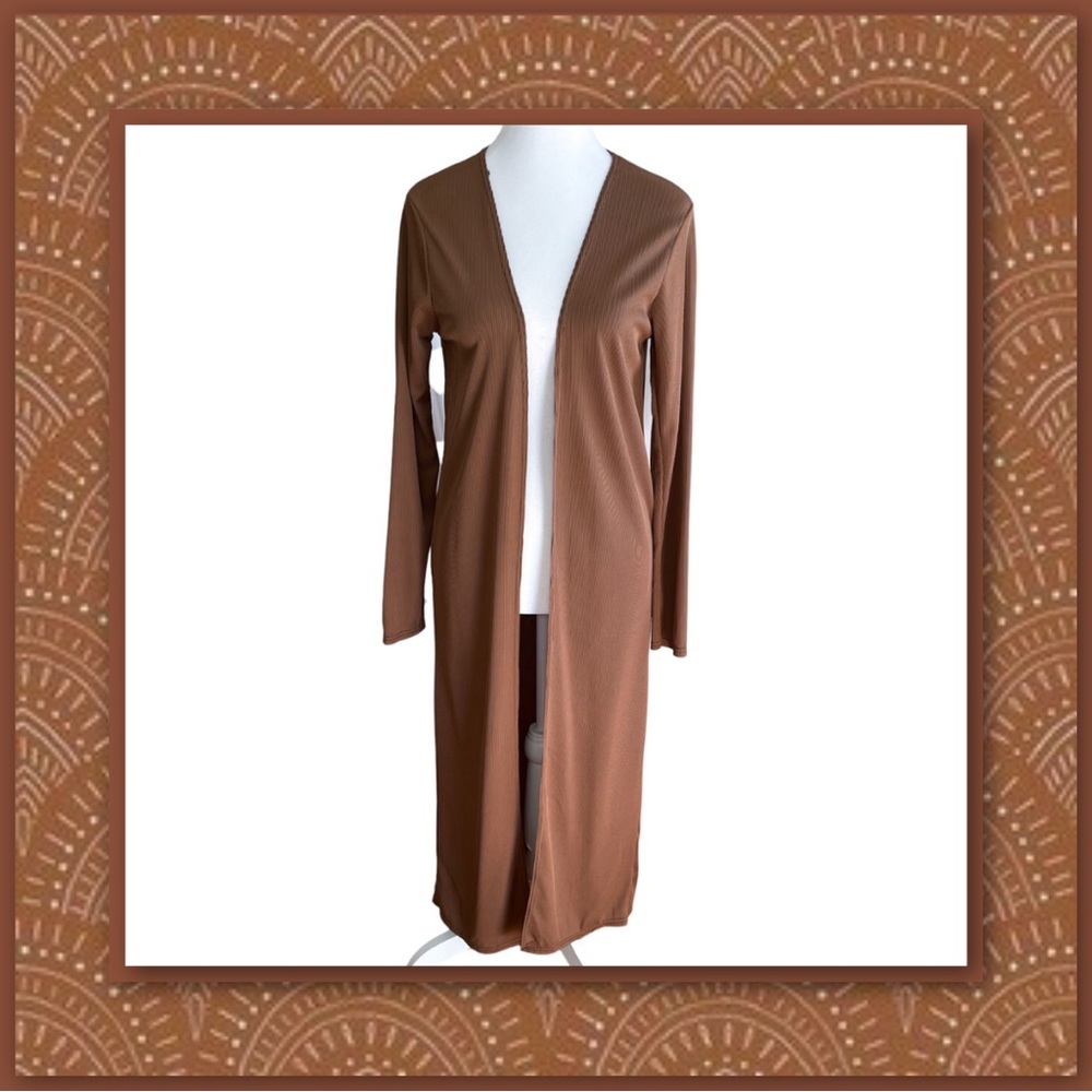 Boohoo Longline Open Front Ribbed Cardigan